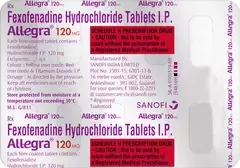 Allegra 120mg Tablet strip and box packaging