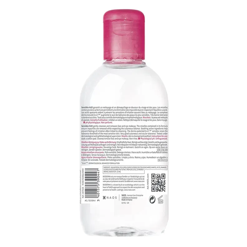 Bioderma Sensibio H2O Micellar Water 250ml bottle for sensitive skin makeup remover