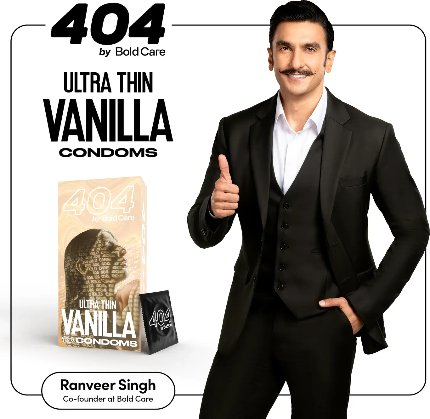 Bold Care 404 Super Ultra Thin Vanilla Flavored Condoms - 10 pcs pack