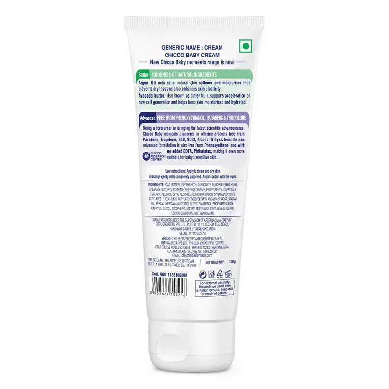 Chicco Baby Cream 100ml tube for diaper rash and moisturizing