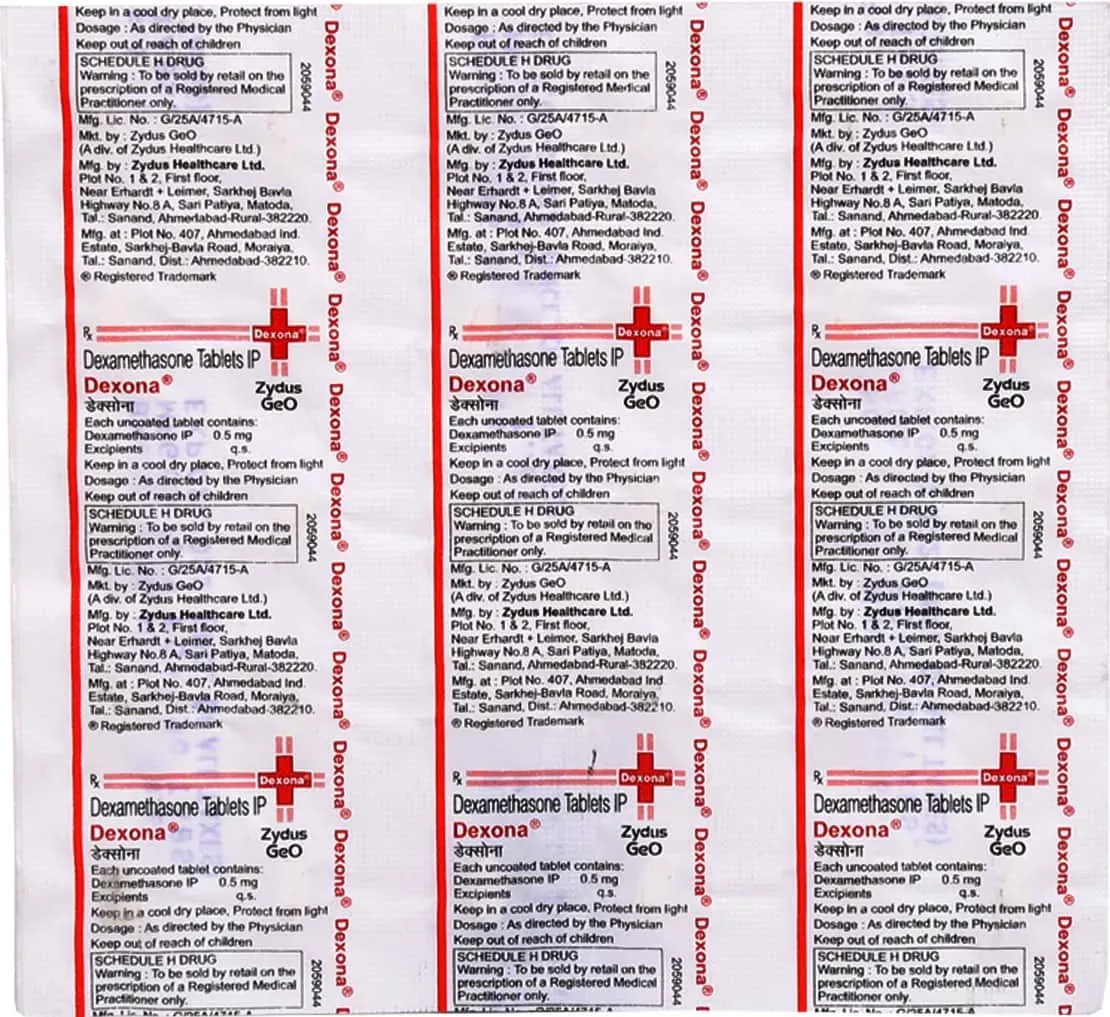 Dexona 0.5 mg tablet strip packaging