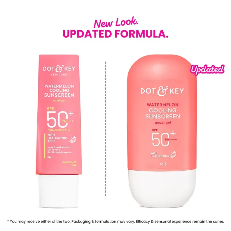 Dot & Key Watermelon Cooling Sunscreen SPF 50 PA+++ tube packaging