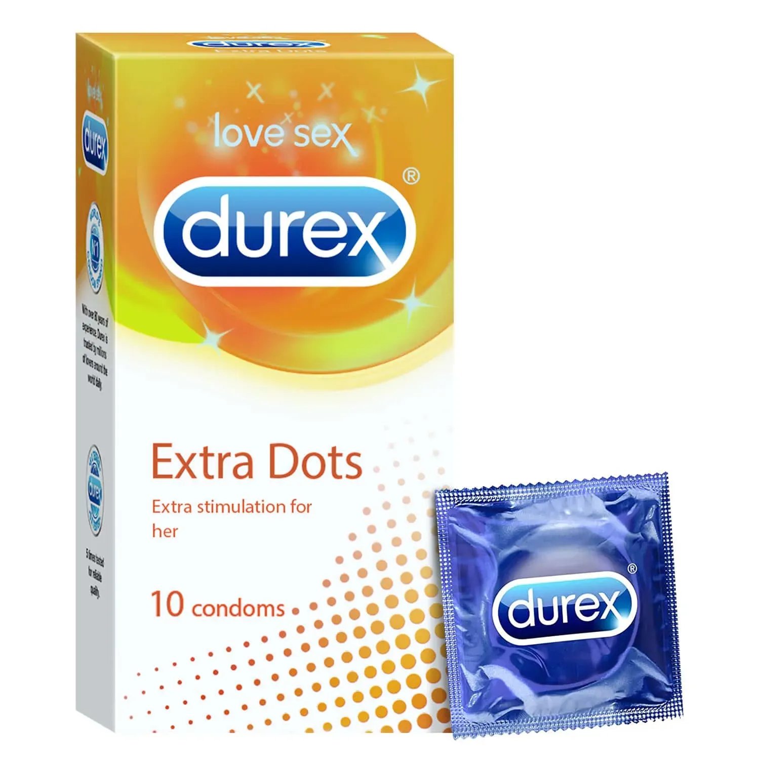 Durex Extra Dots condom pack of 10 with raised dots texture
