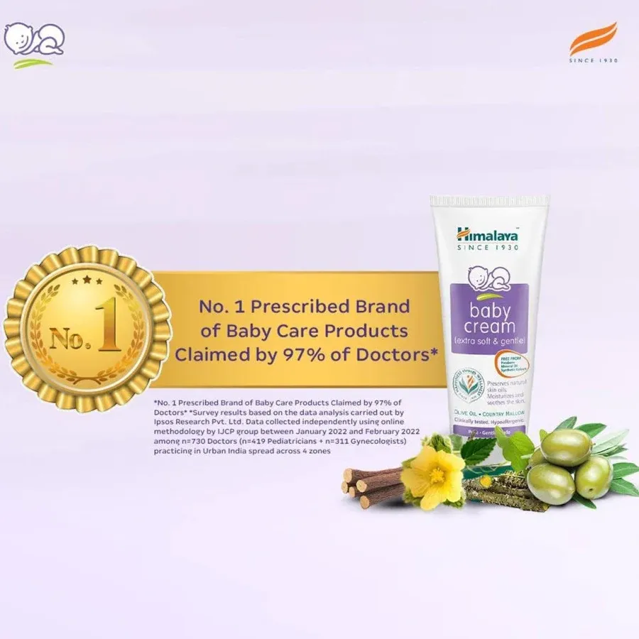 Himalaya Baby Cream 50g tube for baby skin moisturizing and diaper rash protection