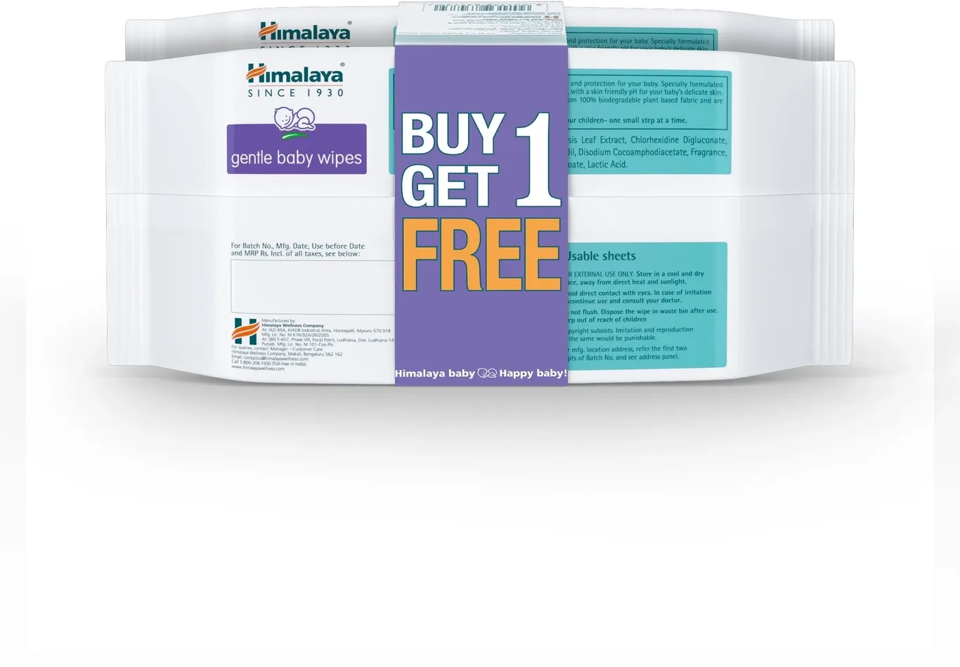 Himalaya Gentle Baby Wipes 100% biodegradable plant-based fabric pack