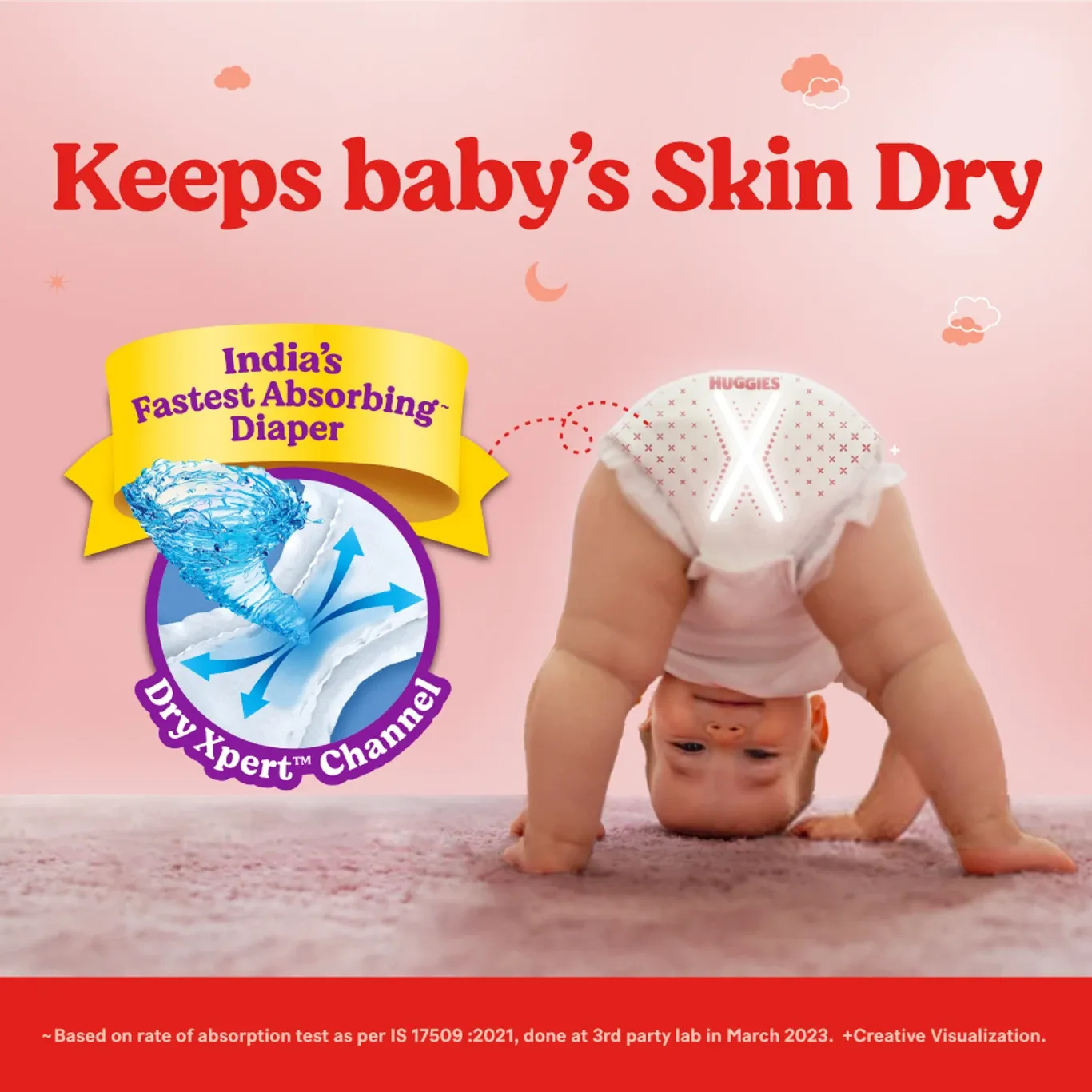 Huggies Complete Comfort Wonder Pants for babies 4-8 kg, pack of 44, India's fastest absorbing diaper
