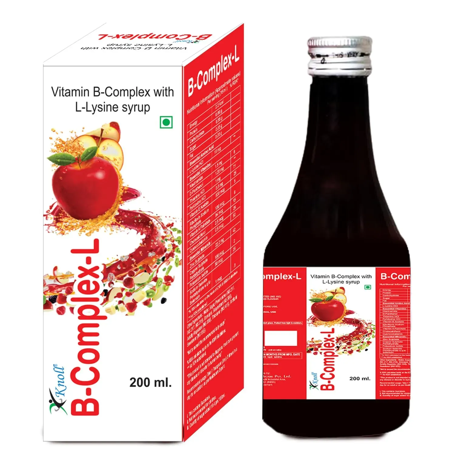 Knoll Healthcare B Complex-L Essential Amino Acids and Vitamins Supplement Syrup 200ml bottle