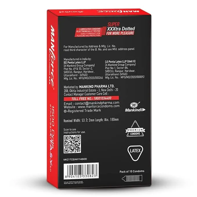 Manforce 1500 Dots Xotic Condom with Flavour Strawberry