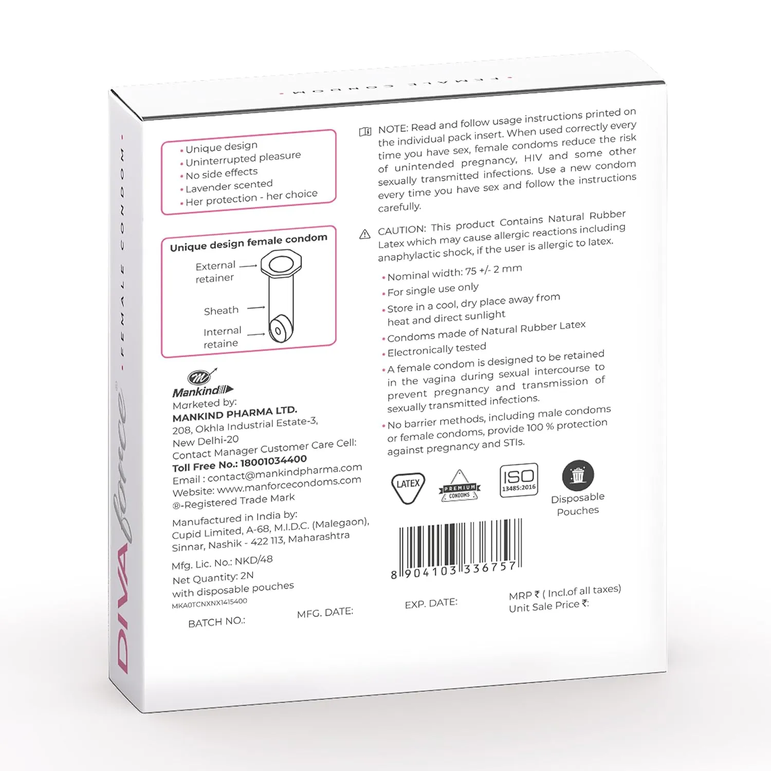 Manforce Divaforce female condoms pack of 2