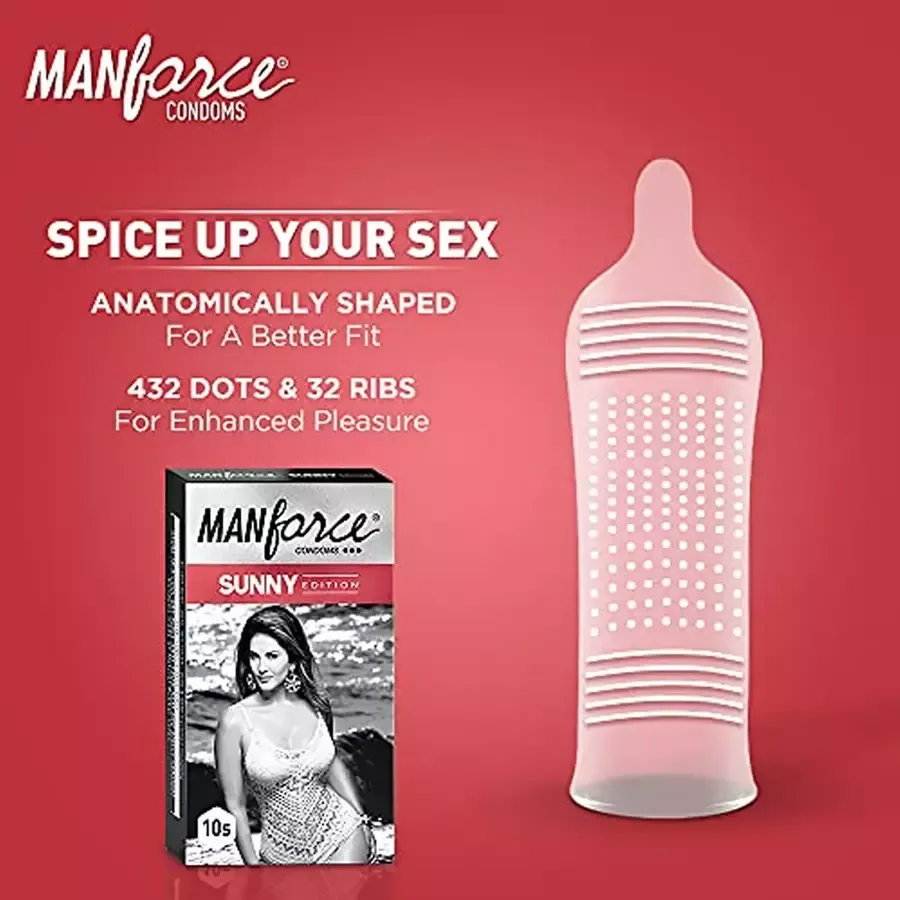 Manforce Ribbed & Dotted Sunny Edition Condoms 10 pack box