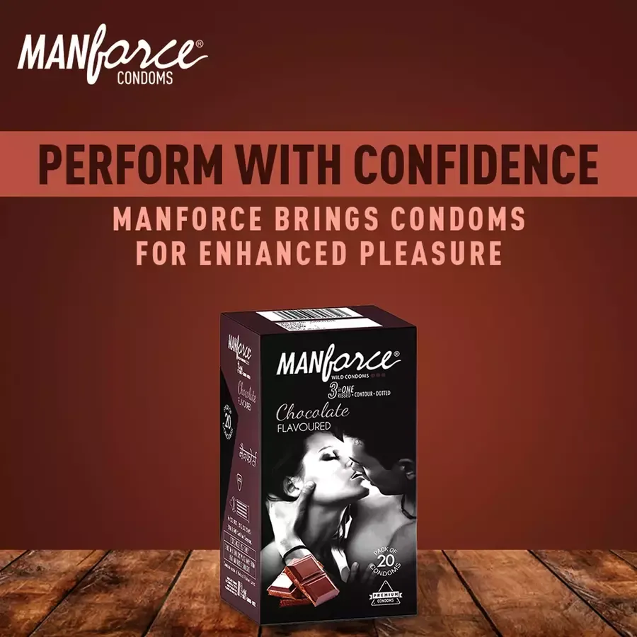 Manforce Wild Chocolate Condoms Pack of 20 - flavored latex condoms