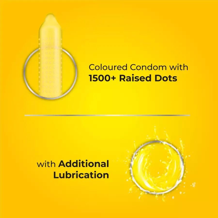 Skore Banana Flavoured Condom with 1500+ Dots - 10 pack