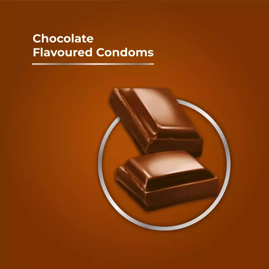 Skore Chocolate Flavoured Condoms with Additional Lubrication 1500+ Dots - 10 pcs pack