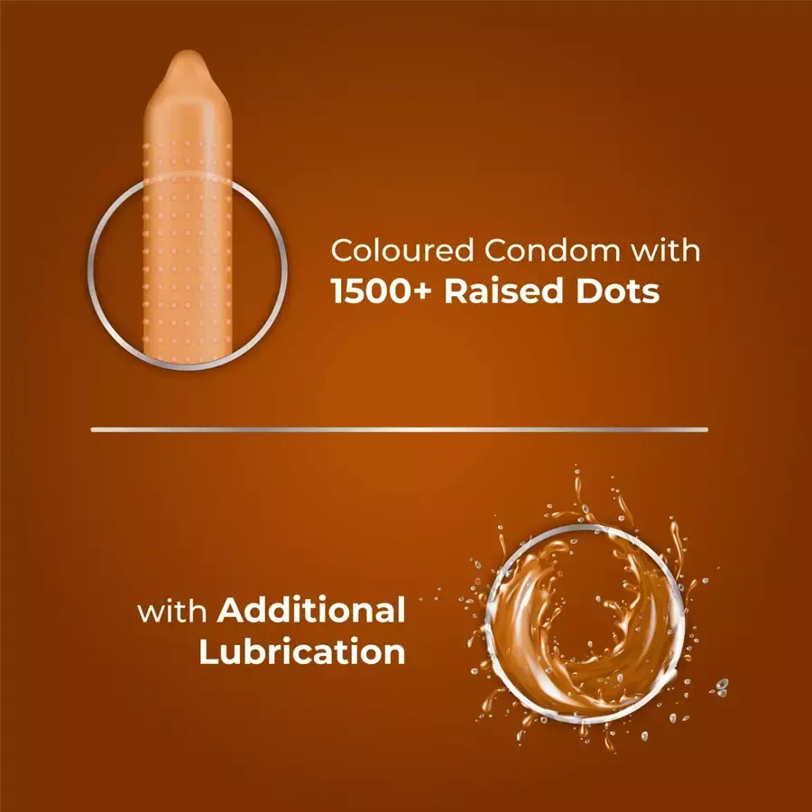 Skore Chocolate Flavoured Condoms with Additional Lubrication 1500+ Dots - 10 pcs pack