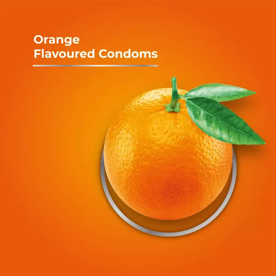 Skore Orange Flavoured Condoms with 1500+ Dots - 10 pack box