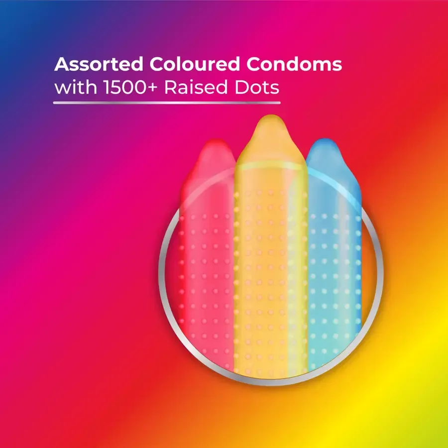 Skore Shades Coloured Condoms with Additional Lubrication 1500+ Dots - 10 pack