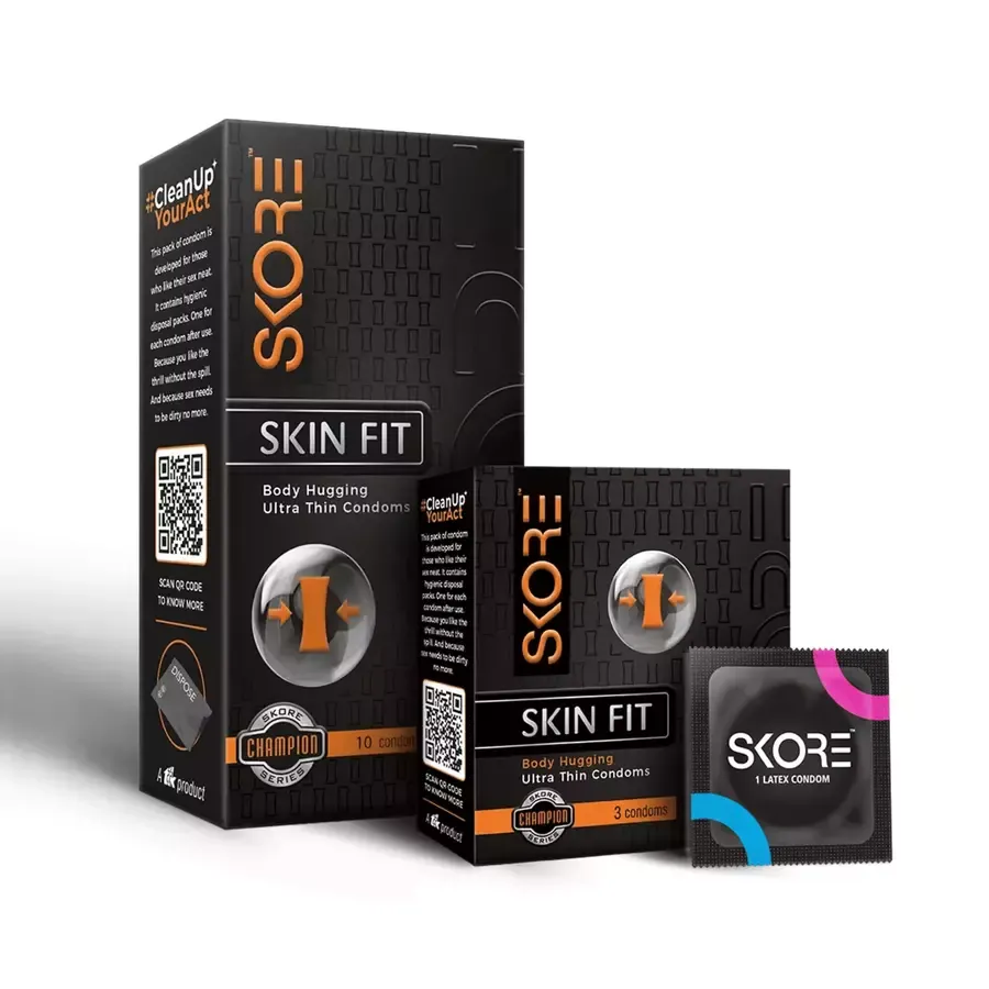 Skore Skinfit Ultra Thin condoms 10 pack with disposal pouches