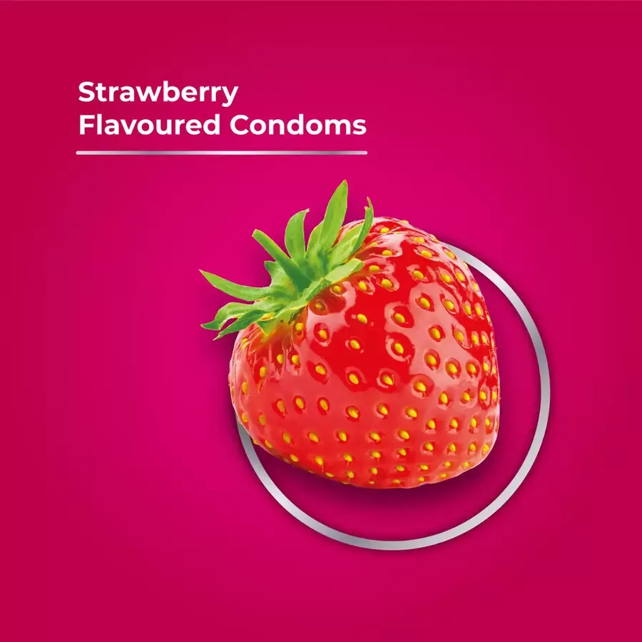 Skore Strawberry Flavoured Condoms 1500+ Dots 10 pcs pack
