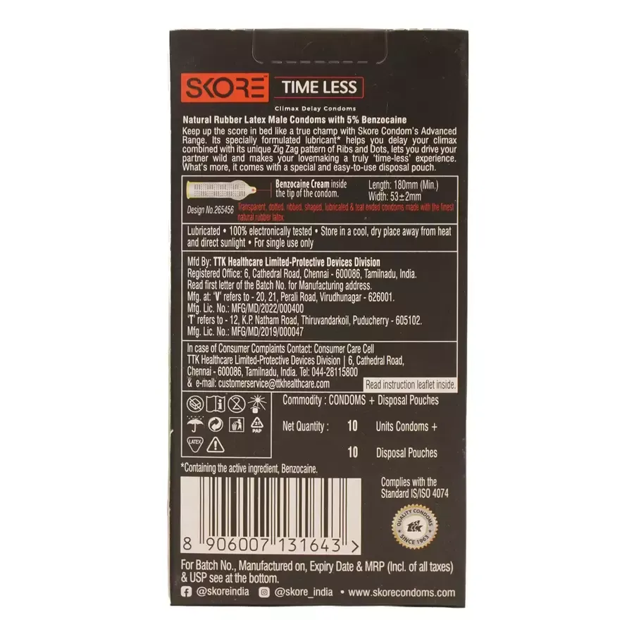 Skore Time Less Climax Delay Condoms 10 pcs pack