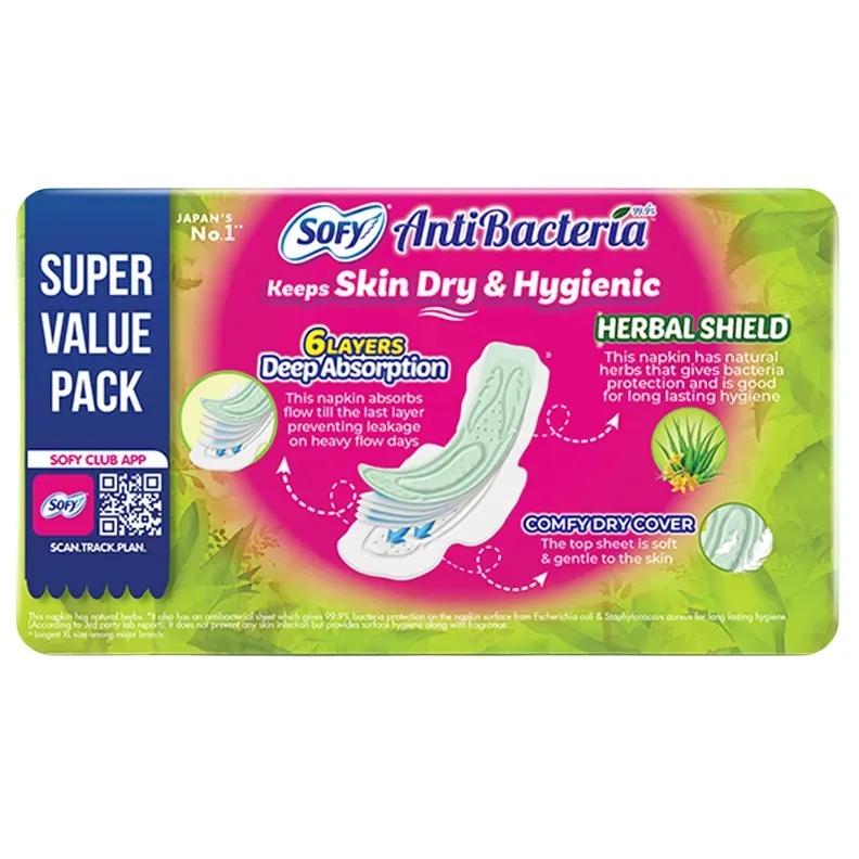 Sofy Anti Bacteria Ultra Slim XXL Sanitary Pads - 15 Count Pack