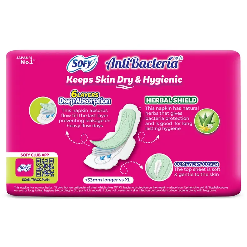 Sofy Anti Bacteria Ultra Slim XXL Sanitary Pads - 6 Pack