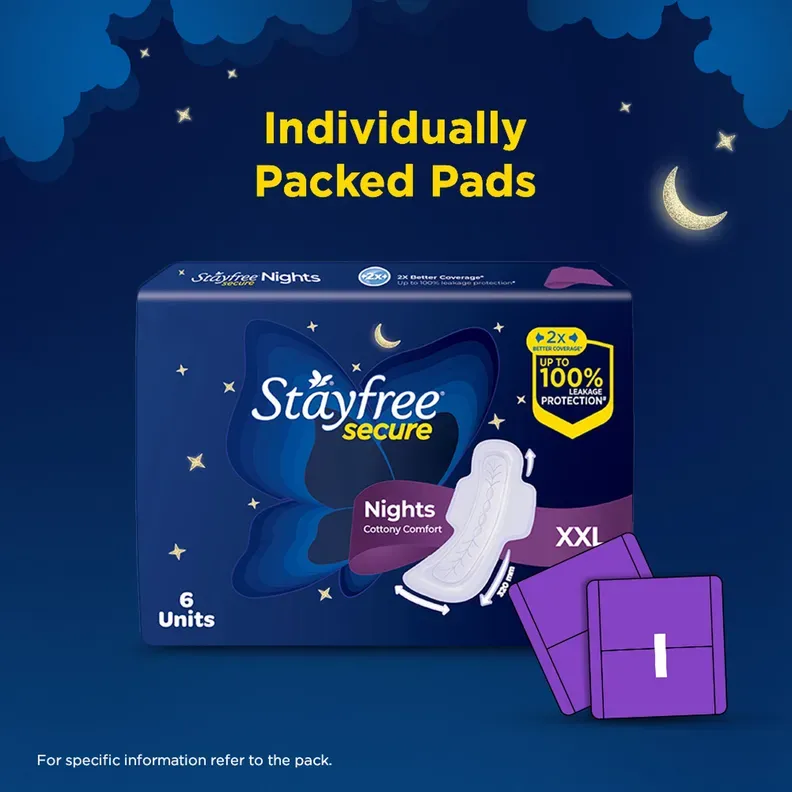 Stayfree Secure XL Cottony Sanitary Napkins with Wings for women pack