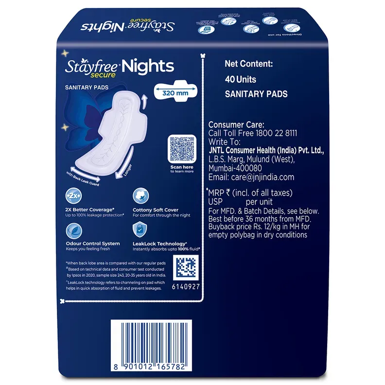 Stayfree Secure XL Cottony Sanitary Napkins with Wings for women pack
