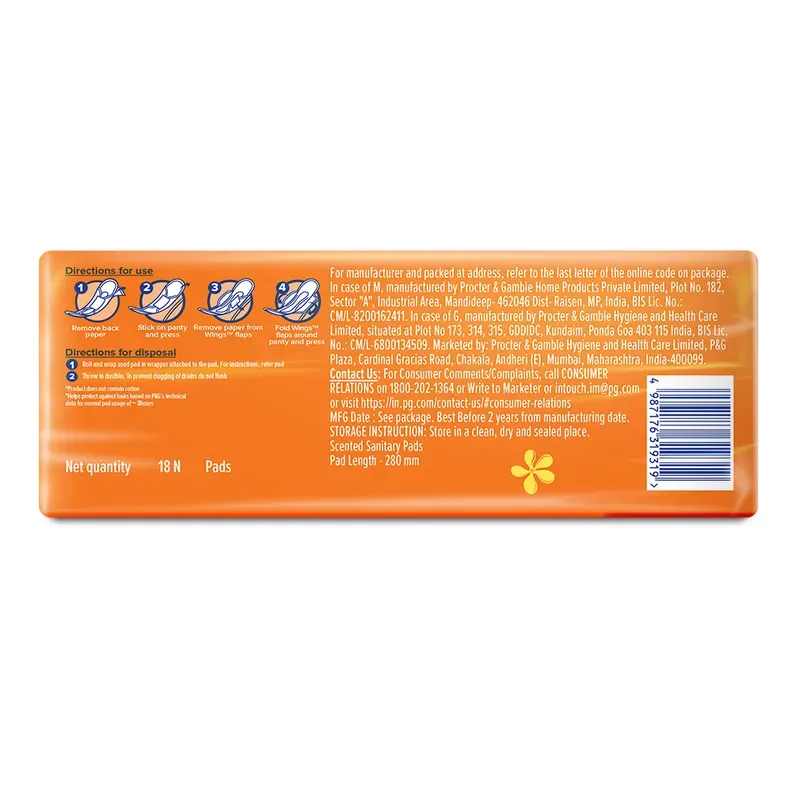 Whisper Choice Wings XL Sanitary Pads 18 Count Pack