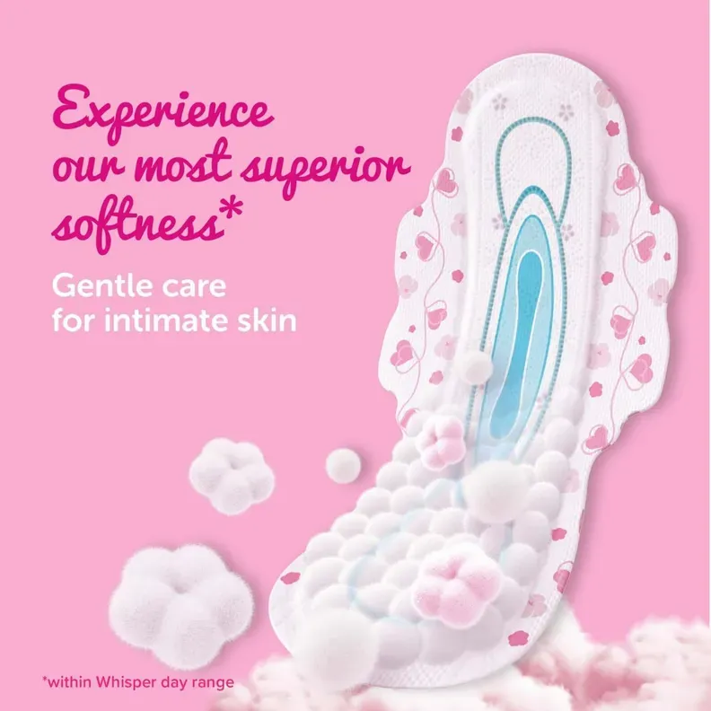 Whisper Ultra Skin Love Soft Sanitary Pads XL+ 15 count pack
