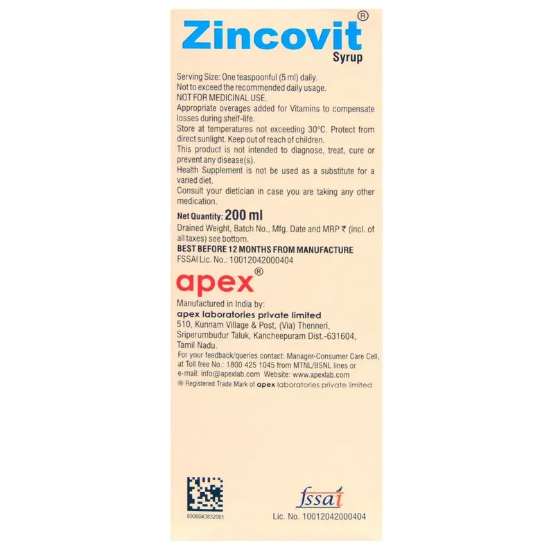 Zincovit Multivitamin Syrup 200ml (Green)