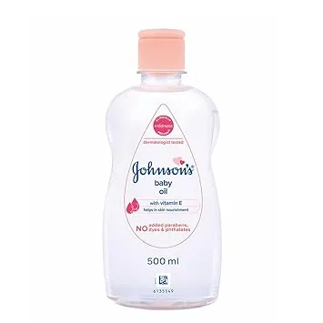 Johnson's Non-Sticky Baby Oil with Vitamin E for Easy Spread and Massage (Clear, 500ml)