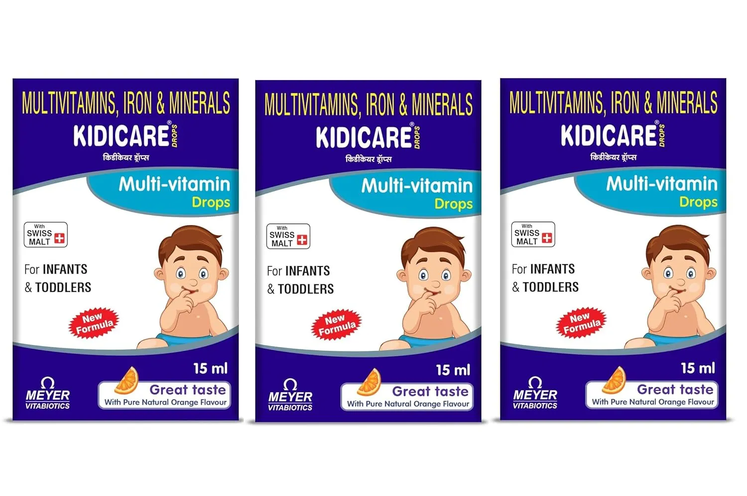Kidicare Multivitamin Drops with Iron & Minerals | For Infants & Toddlers | Supports Growth, Immunity & Development 15 ML