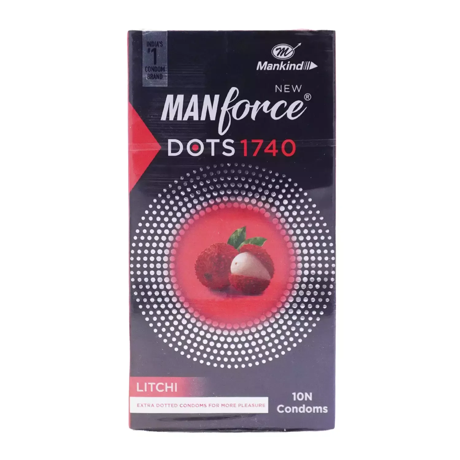 New Manforce Dots 1740 Extra Dotted Litchi Flavoured Condom Pack Of 10