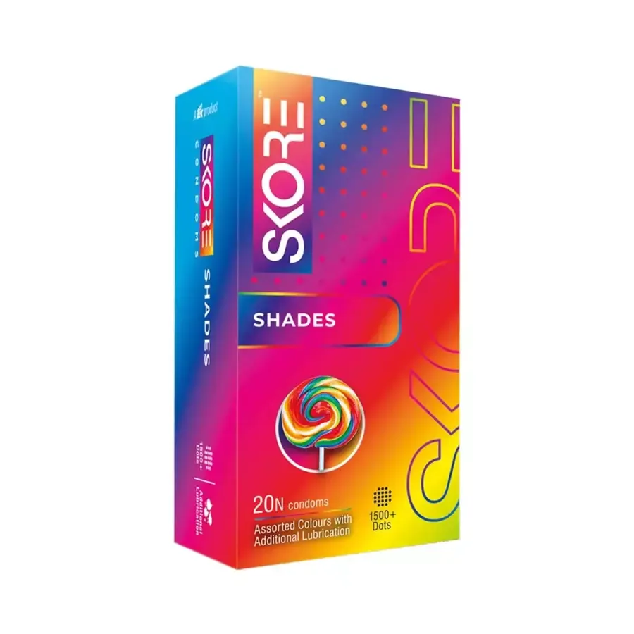 Skore Shades Coloured With Additional Lubrication 1500+ Dots Condom- 20 pcs