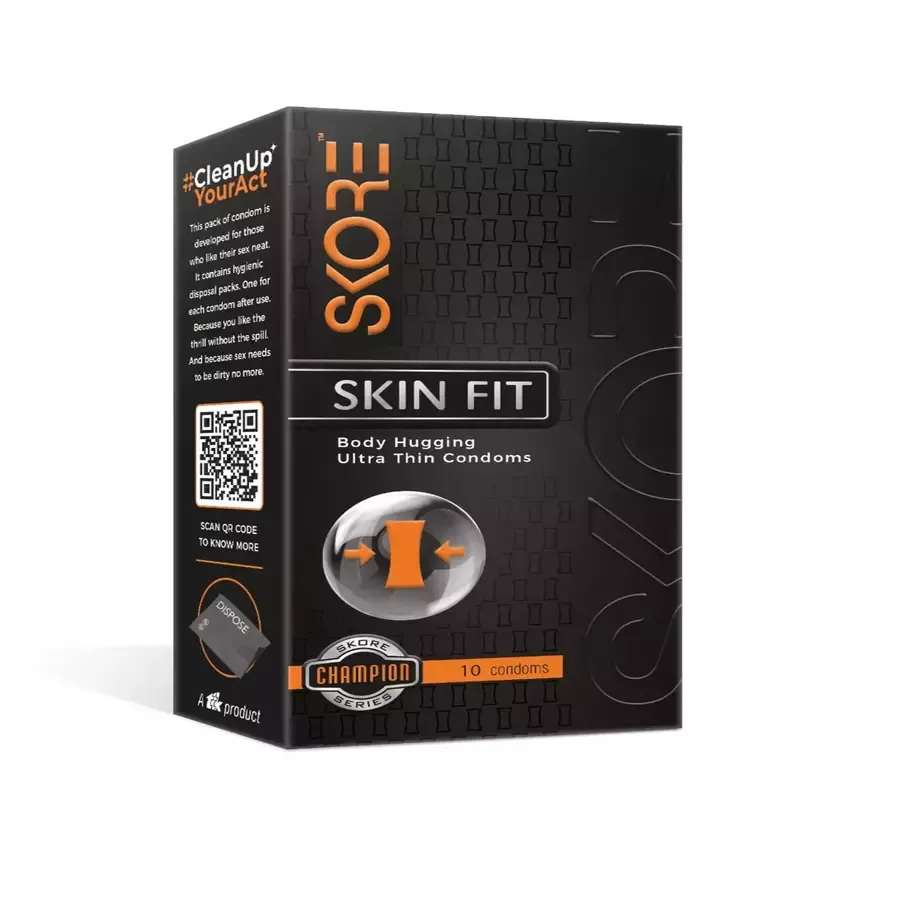Skore Skinfit Condoms | Ultra Thin | Disposal Pouches- 10 pcs