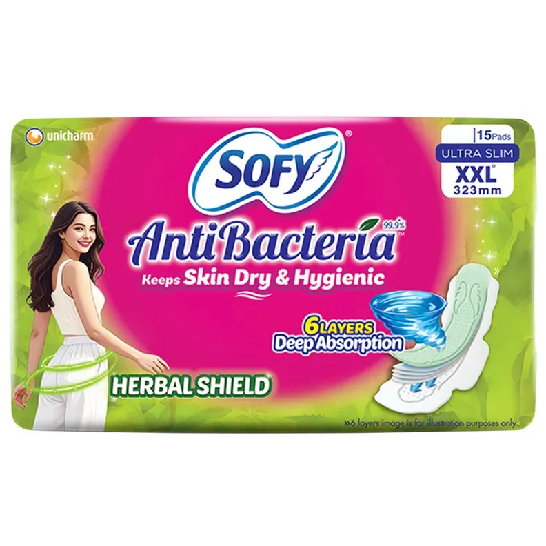 Sofy Anti Bacteria Sanitary Pads Ultra Slim XXL Size- 15 pcs