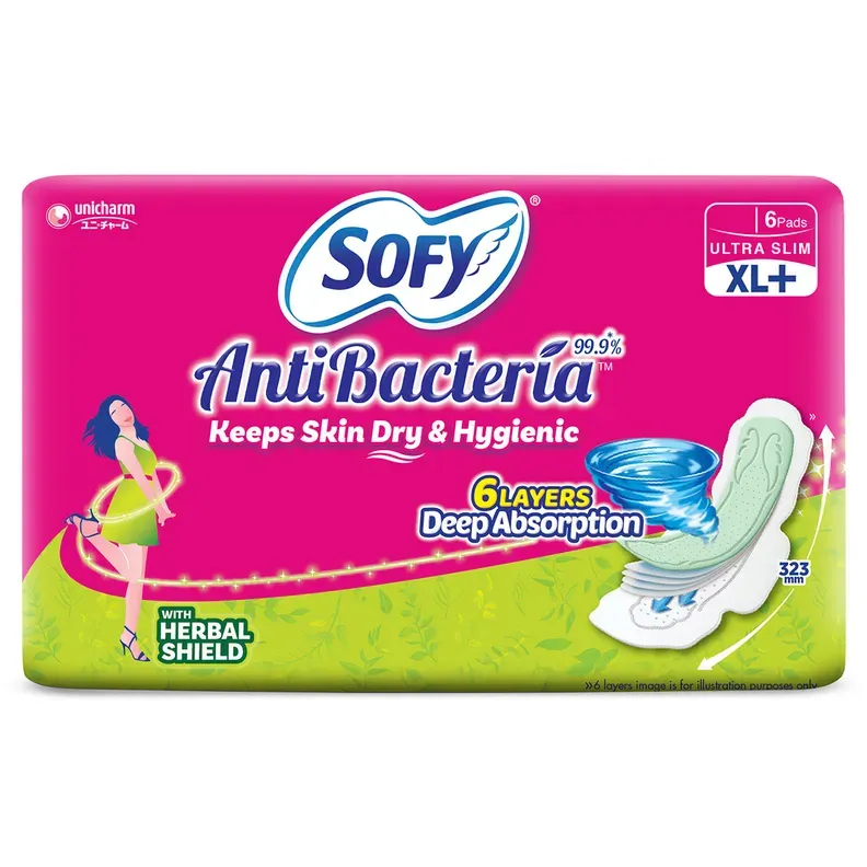 Sofy Anti Bacteria Sanitary Pads Ultra Slim XXL Size- 6 pcs
