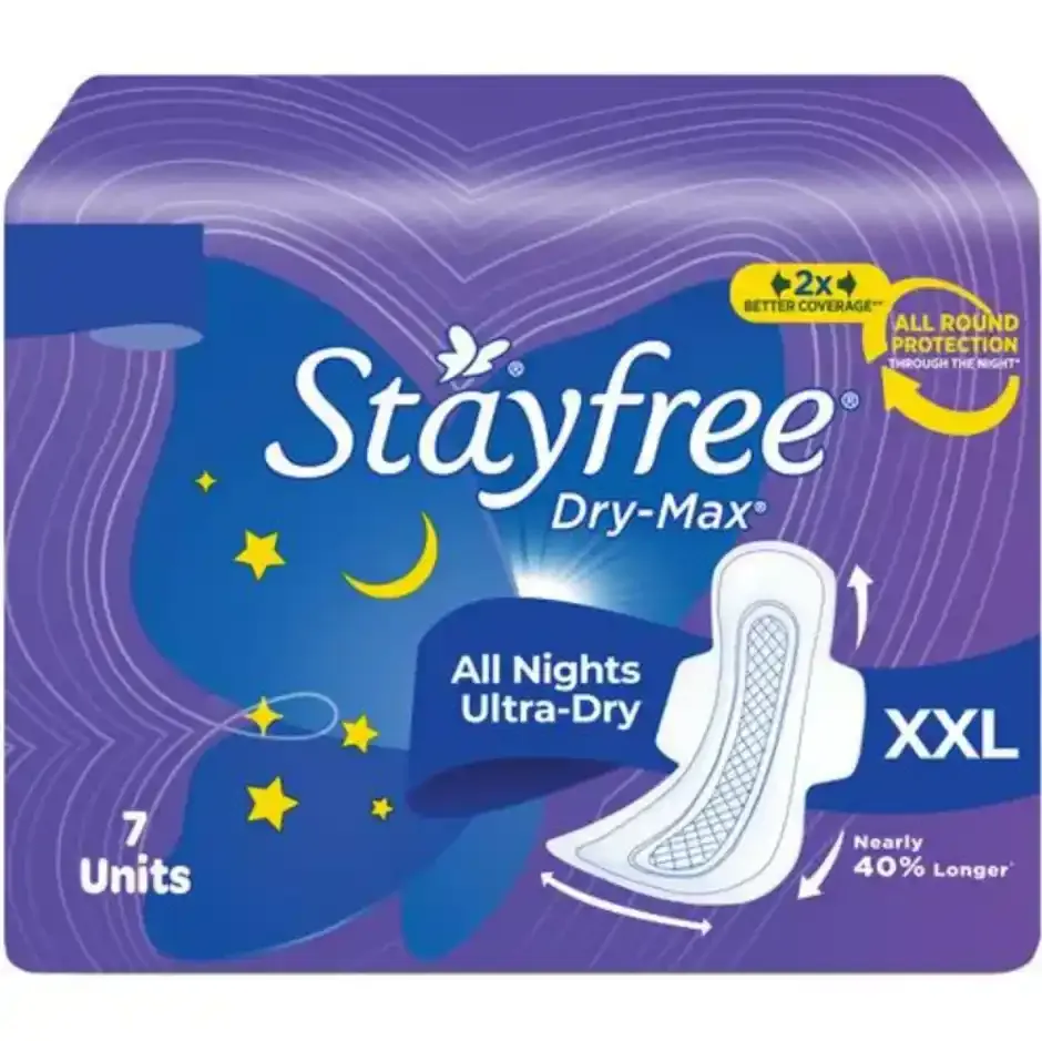 Stayfree Dry Max All Nights Ultra Dry Sanitary Pads Xxl Size- 7 pcs