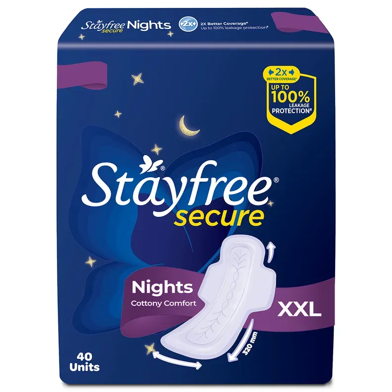 Stayfree Secure XXL Size Cottony Sanitary Napkins with Wings for women- 40 pcs